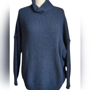 Aerie Chunkie Knit Oversized Mock  Sweater Blue Size Xl Fits 1X Winter